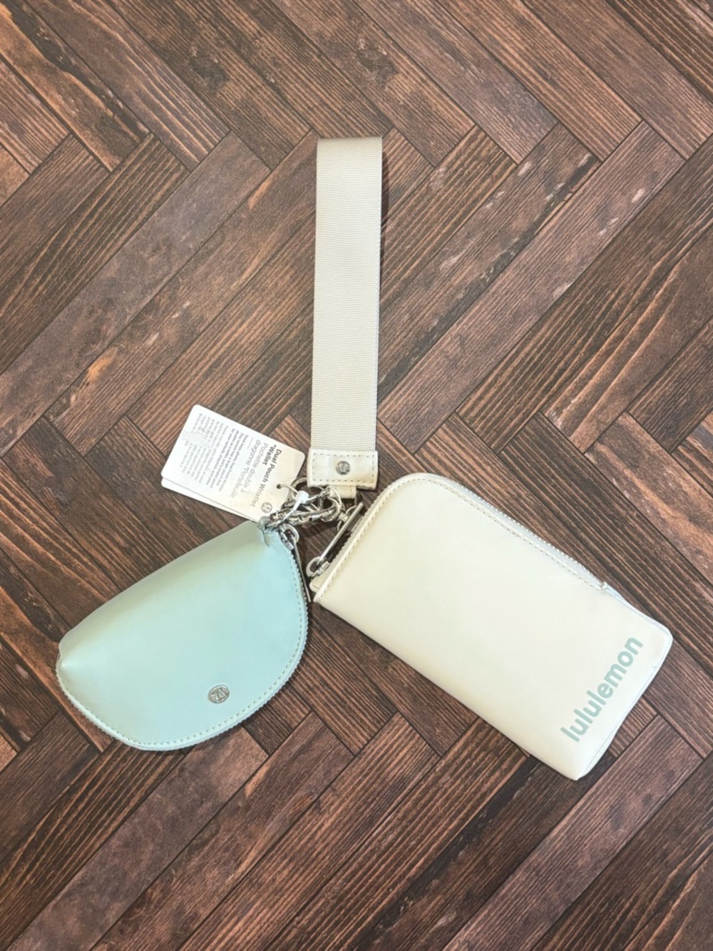 NWT Lululemon Dual Pouch Wristlet *Wallet In Light Ivory/Pelican